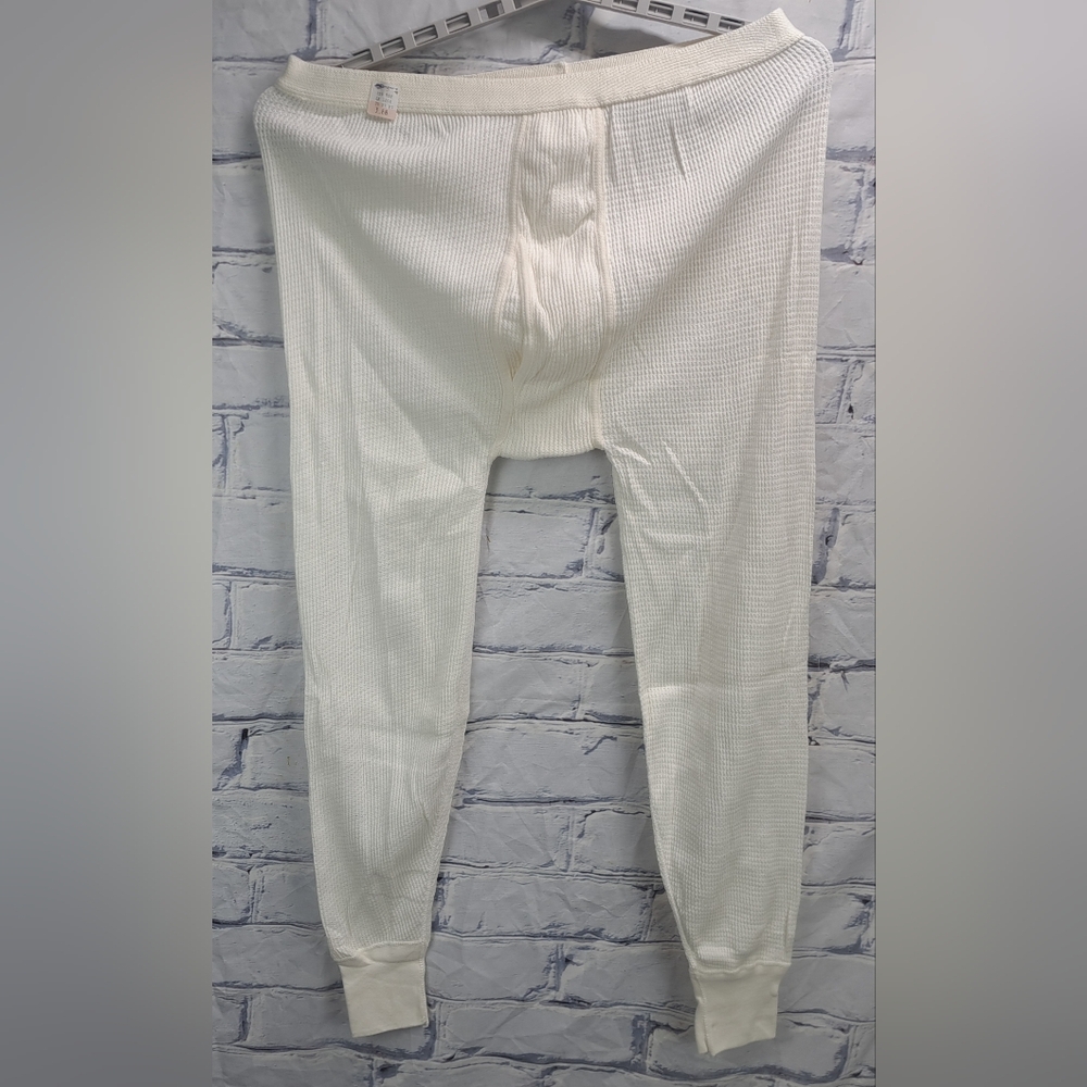 NWT Vintage 80s 90s Men's Waffle Knit Long John's Made in Canada Large 34-37" - Picture 1 of 12